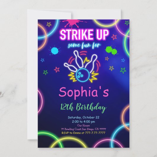 STRIKE UP Bowling Uitnodiging (Voorkant)