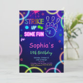 STRIKE UP Bowling Verjaardag Uitnodiging (Staand voorkant)