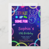 STRIKE UP Bowling Verjaardagsuitnodiging Kaart (Voorkant)