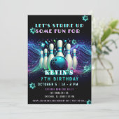 Strike Up Some Fun Neon Glow Bowling Birthday Kaart (Staand voorkant)