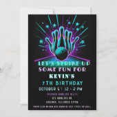 Strike Up Some Fun Neon Glow Bowling Verjaardag Kaart (Voorkant)