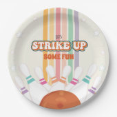 Strike Up Some Fun - Retro Bowling verjaardagsfees Papieren Bordje (Voorkant)
