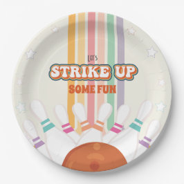 Strike Up Some Fun - Retro Bowling verjaardagsfees Papieren Bordje