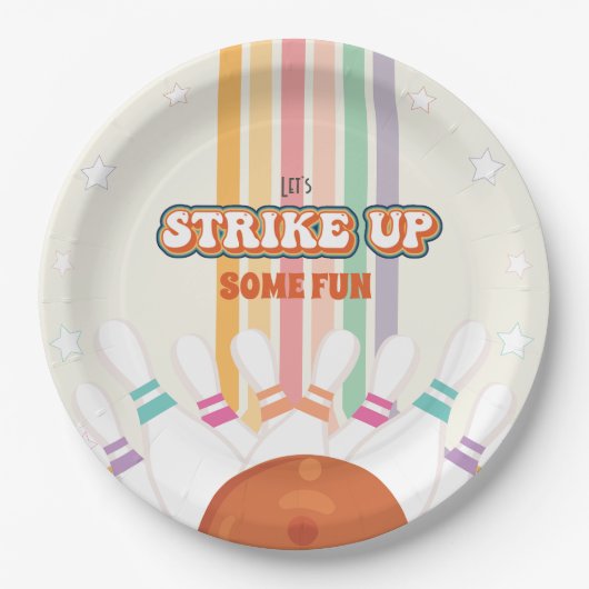Strike Up Some Fun - Retro Bowling verjaardagsfees Papieren Bordje (Voorkant)