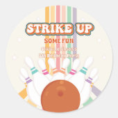 Strike Up Some Fun - Retro Bowling verjaardagsfees Ronde Sticker (Voorkant)