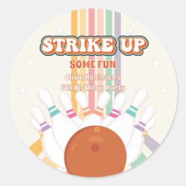 Strike Up Some Fun - Retro Bowling verjaardagsfees Ronde Sticker