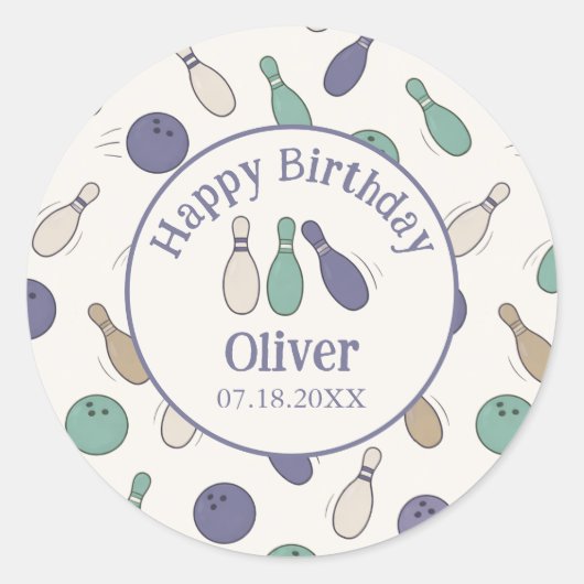 Strike Up Some Fun Vintage Bowling Party Sticker (Voorkant)