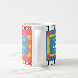Strikend rood, blauw en geel geometrisch koffiemok