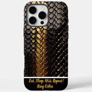 Strikend zwart en gouden patroon van een slangenhu iPhone 16 pro max hoesje