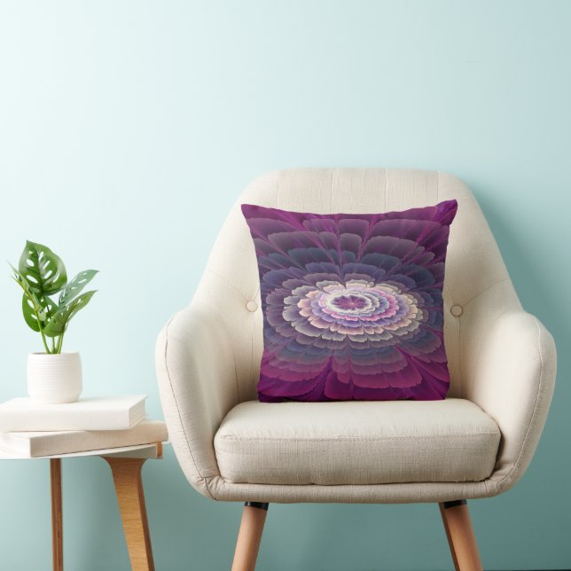 Strikende bloem kleurrijke abstracte fractale kuns kussen (Stoel)