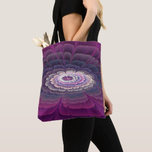 Strikende bloem kleurrijke abstracte fractale kuns tote bag
