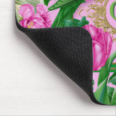 Strikende botanische roze en groene monogram- muismat (Hoek)