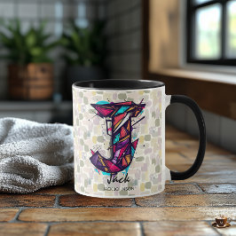 Strikende geometrische monogrammok - J voor Jack Mok