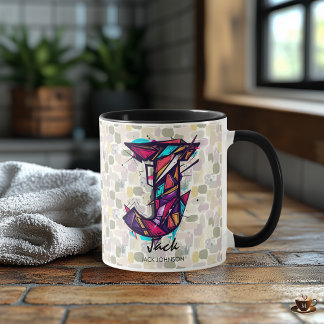 Strikende geometrische monogrammok - J voor Jack Mok