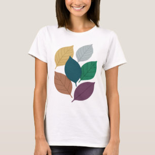 Strikende grijze HERFSTBLADEREN Artistiek motief T-shirt