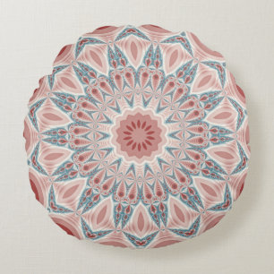 Strikende moderne caleidoscoop mandala fractal kun rond kussen