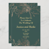 Strikende trouwkaart, smaragdgroen kaart (Voorkant / Achterkant)