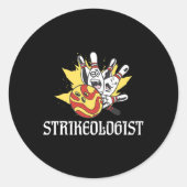 Strikeoloog Bowling Team Bowler Ronde Sticker (Voorkant)
