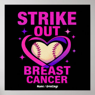 Strikeout borstkanker bewustzijn huiselijk geweld poster