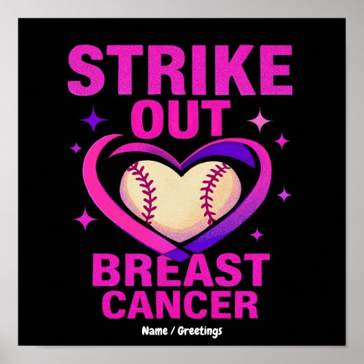 Strikeout borstkanker bewustzijn huiselijk geweld poster (Voorkant)
