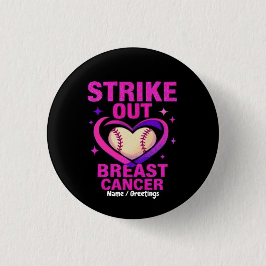 Strikeout borstkanker bewustzijn huiselijk geweld ronde button 3,2 cm (Voorkant)