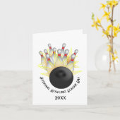 STRIKER! Bowling Ball en Pins Kaart (Gele Bloem)
