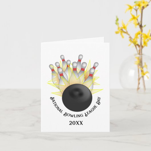 STRIKER! Bowling Ball en Pins Kaart (Gele Bloem)