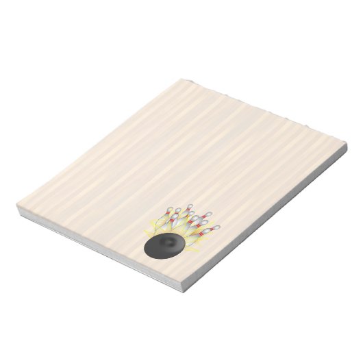 STRIKER! Bowling Ball en Pins Notitieblok (Linkerzijde)