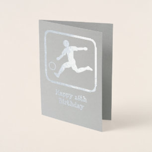 Striker met Voetbal - aangepaste tekst en foto's Folie Kaarten