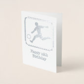 Striker met Voetbal - aangepaste tekst en foto's Folie Kaarten (Voorkant)