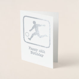 Striker met Voetbal - aangepaste tekst en foto's Folie Kaarten