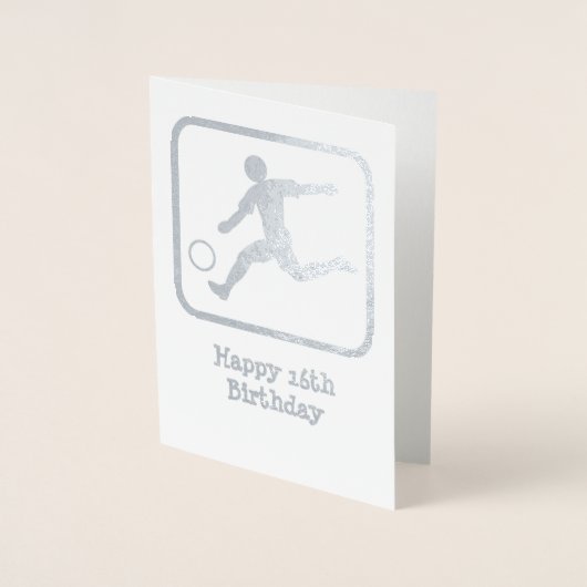 Striker met Voetbal - aangepaste tekst en foto's Folie Kaarten (Voorkant)