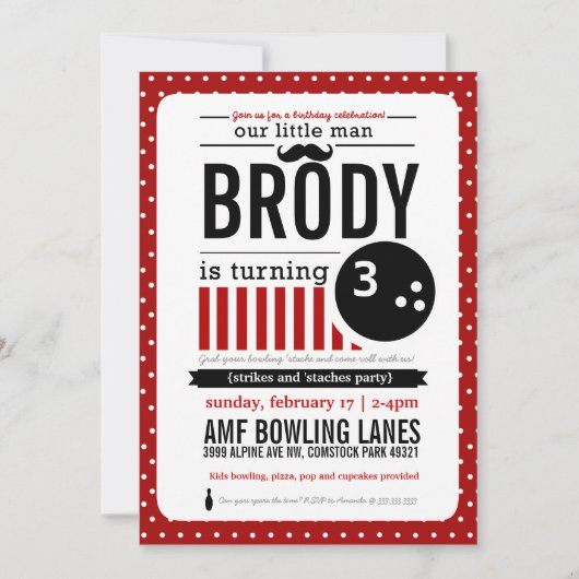 Strikes en Staches-uitnodiging Kaart (Voorkant)