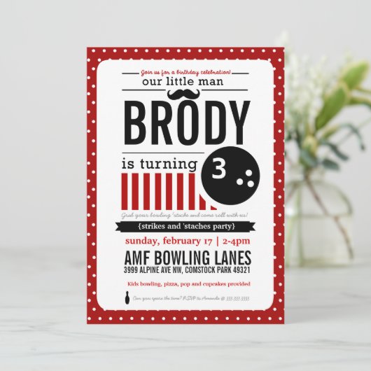 Strikes en Staches-uitnodiging Kaart (Staand voorkant)