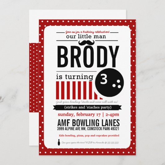 Strikes en Staches-uitnodiging Kaart (Voorkant / Achterkant)