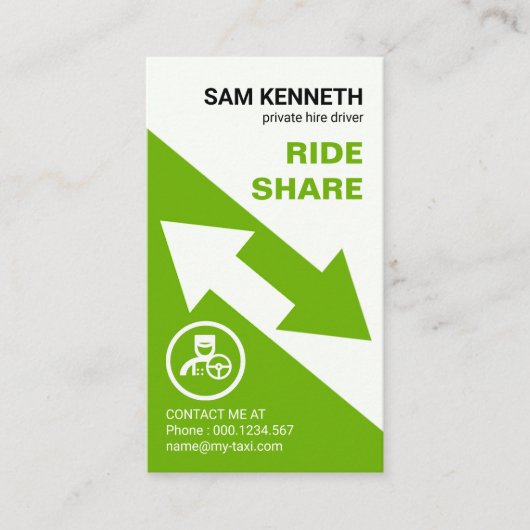 Striking Arrow Taxi Travel Routes Ride Share Visitekaartje (Voorkant)