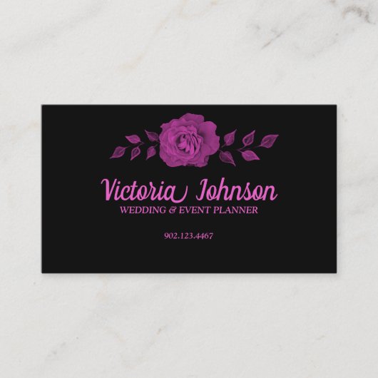 Striking Black Pink Roos Visitekaartje (Voorkant)