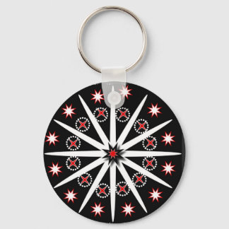 Striking black red grey and white patterned ke sleutelhanger