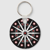 Striking black red grey and white patterned     ke sleutelhanger (Achterkant)