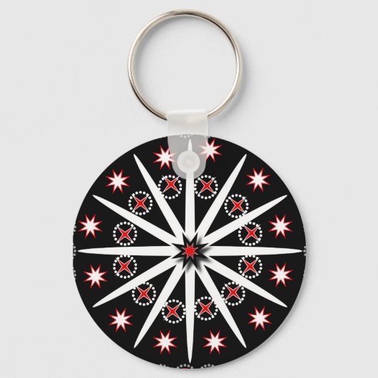 Striking black red grey and white patterned     ke sleutelhanger (Achterkant)