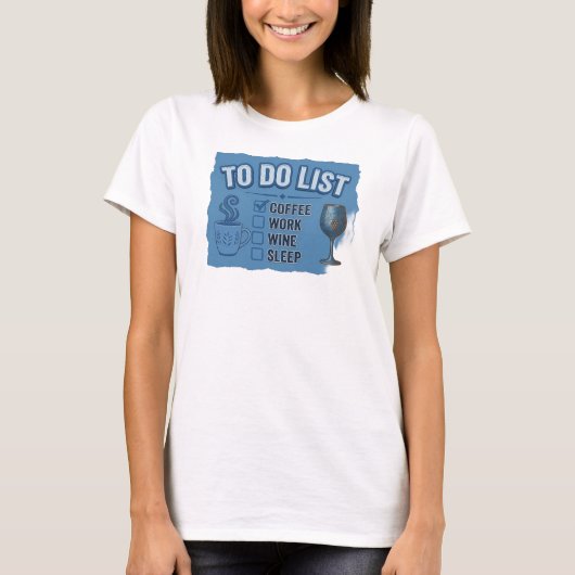 Striking Blue COFFIE DAN WIJN Mode Kunst T-shirt (Voorkant)
