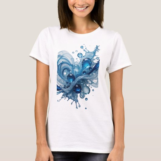Striking Blue WATER SPLASH Statement T-shirt (Voorkant)