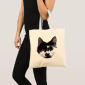 Striking Cat Gaze | Ink Style Tote Bag (Voorkant (product))