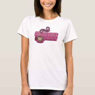 Striking COFFEE EERST DAN PRATEN Draagbare Kunst T-shirt