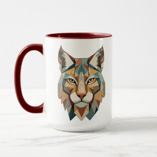 Striking Colorful Geometric Lynx Face Mok