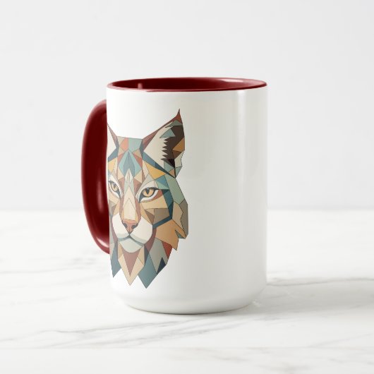 Striking Colorful Geometric Lynx Face Mok (Voorkant links)