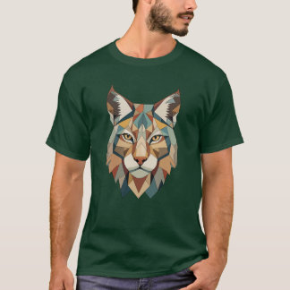 Striking Colorful Geometric Lynx Face T-shirt