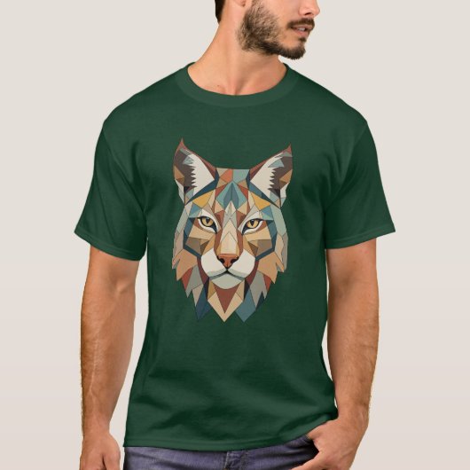 Striking Colorful Geometric Lynx Face T-shirt (Voorkant)