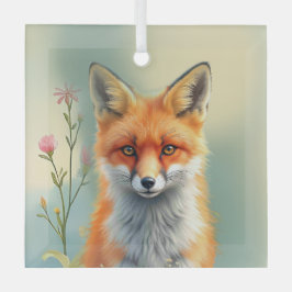 Striking Eyes of a Cunning Red Fox   Glas Ornament