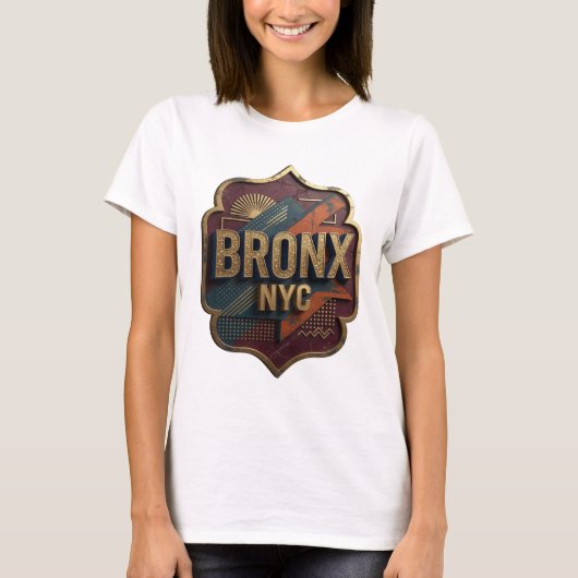 Striking Gold BRONX NYC Slogan T-shirt (Voorkant)